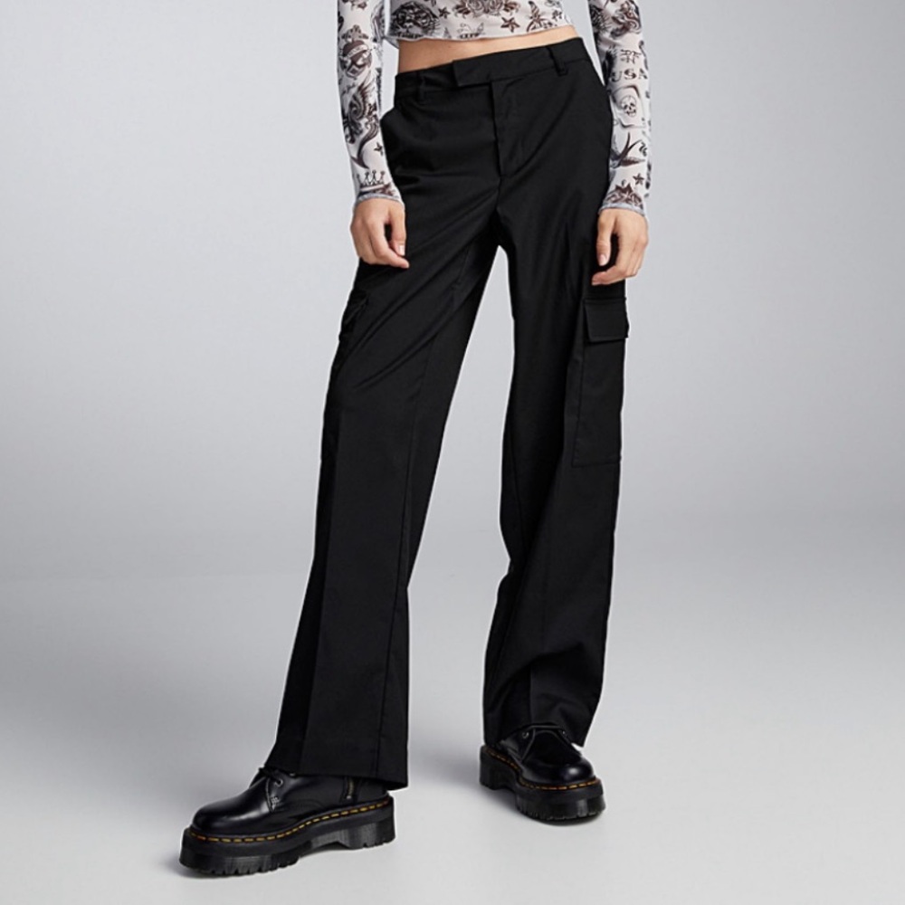 Simons Twik Cargo Straight Leg Black Dress Pants